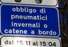 Obbligo di catene o pneumatici da neve