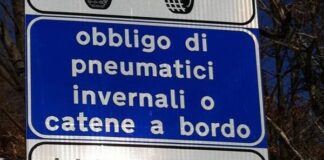 Obbligo di catene o pneumatici da neve