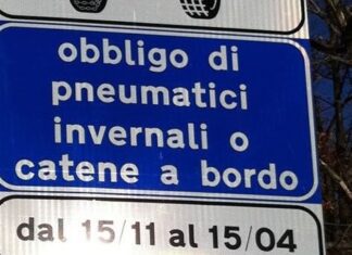 Obbligo di catene o pneumatici da neve