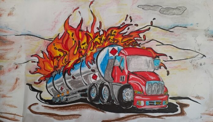 Camion GNL incendiato. rid