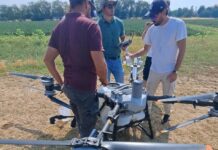 All’azienda Cotti di Pilastro i nutrienti per pomodoro e medica arrivano dal cielo