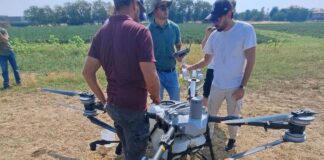 All’azienda Cotti di Pilastro i nutrienti per pomodoro e medica arrivano dal cielo